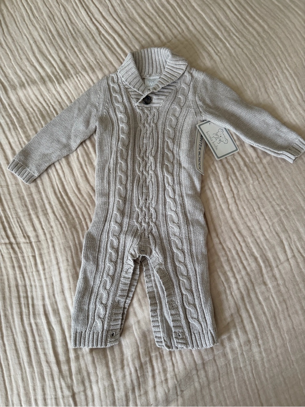Koala Kids baby Collar Cable Knit One-Piece Romper 6M